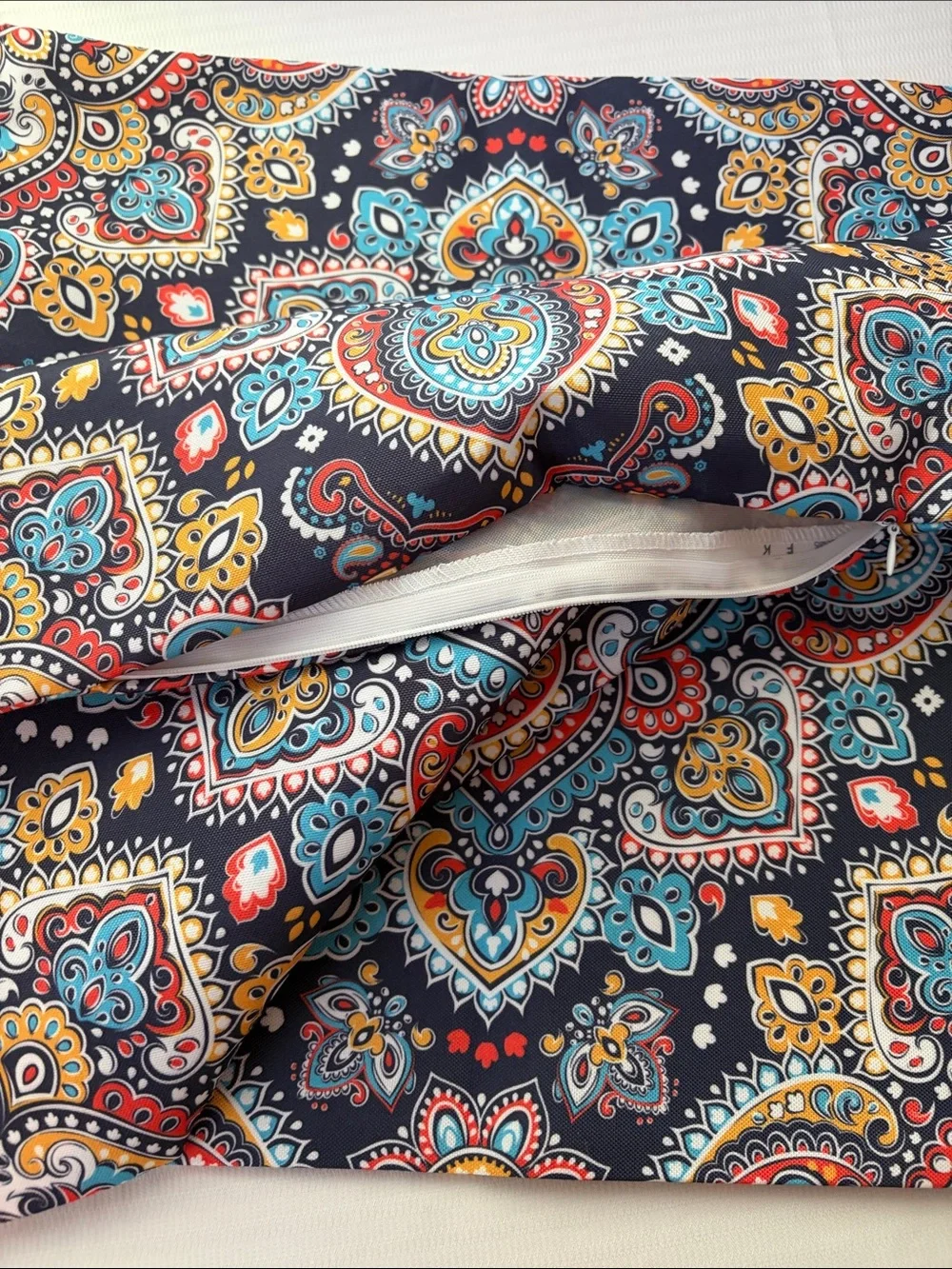 2 covers Boho Paisley PillowCovers- Navy with Teal & Mustard - Picture 2 of 2